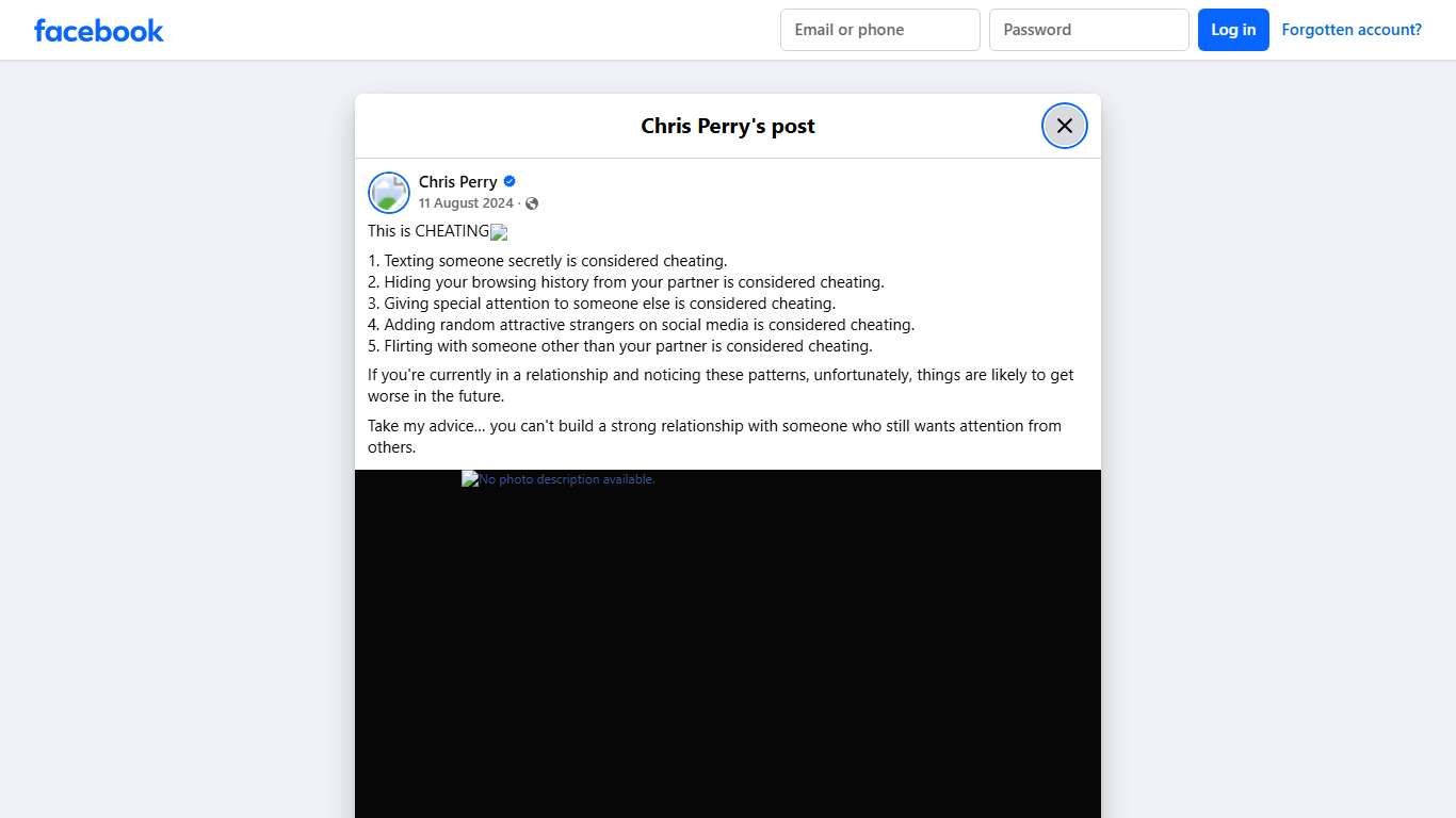 Chris Perry - This is CHEATING‼️ 1. Texting someone... | Facebook